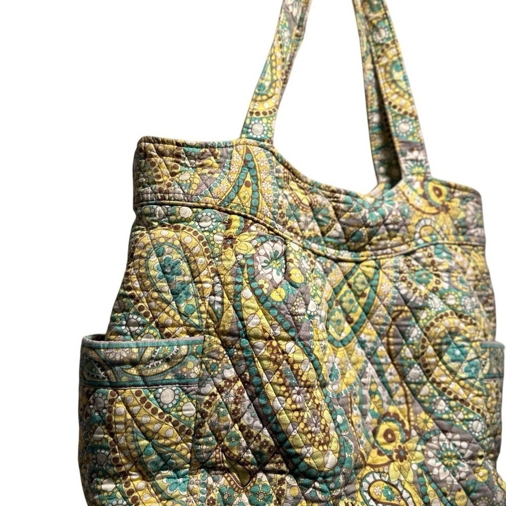 Vera Bradley Set in Lemon Parfait. Lg Tote Get Carried Away & Turn Lock Wallet. - Picture 3 of 15